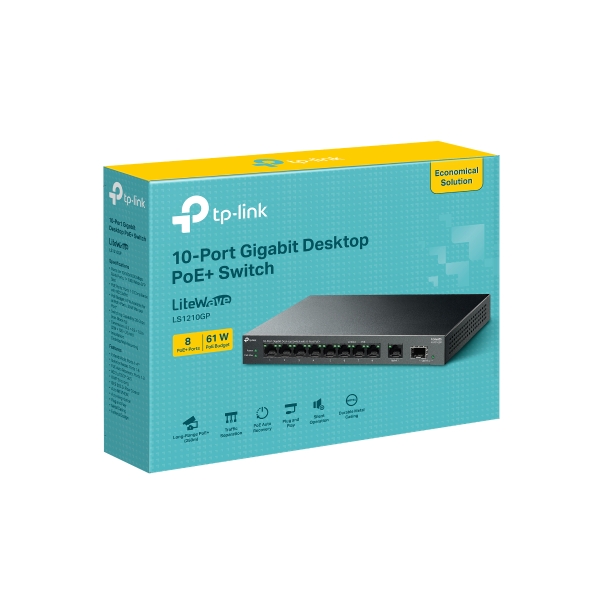 Switch TP-Link Gigabit de sobremesa de 10 puertos con 8 puertos PoE+ y Puerto SFP Gigabit