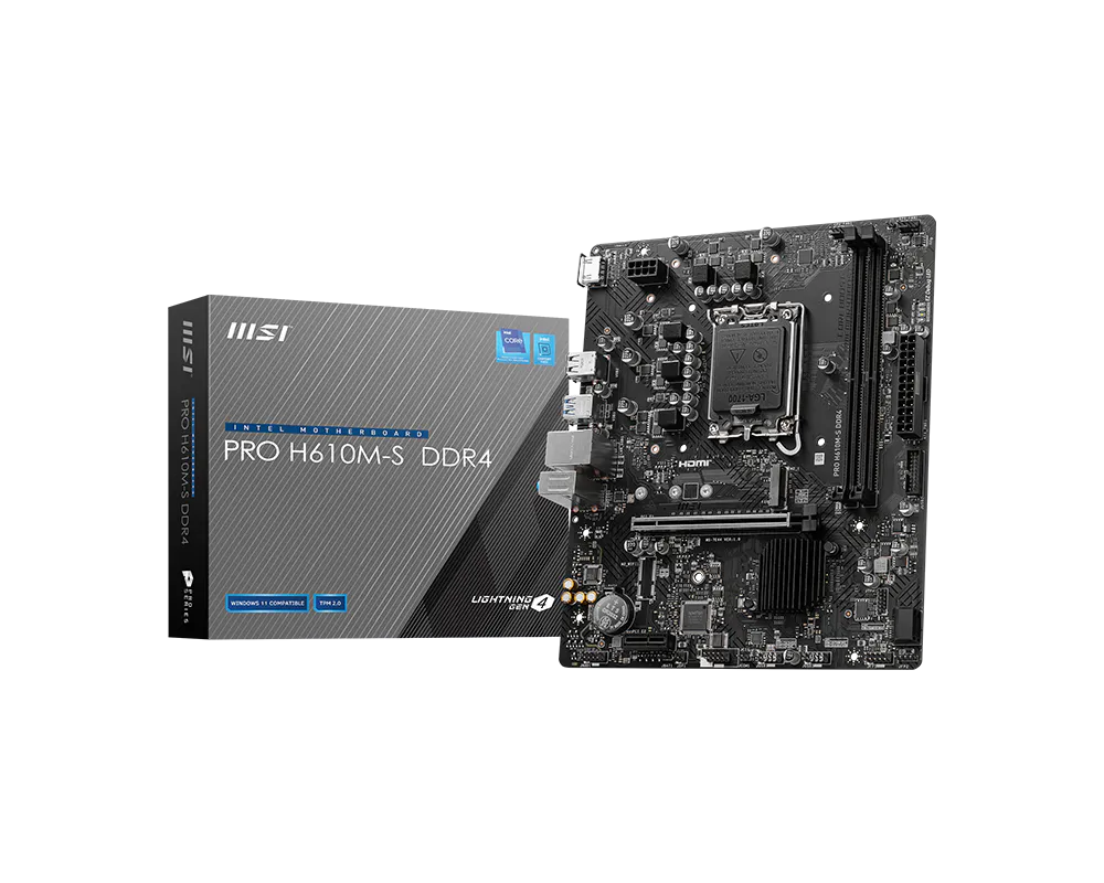 [PRO H610M-S DDR4] Motherboard MSI PRO H610M-S DDR4, Chipset Intel H610, LGA1700, mATX