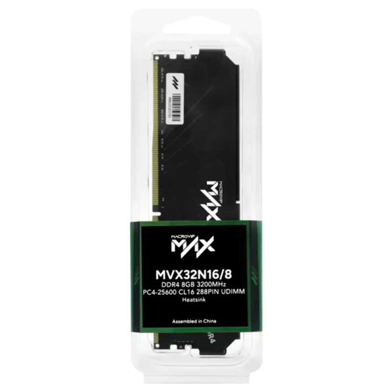 Memoria UDIMM MACROVIP Max, MVX32N16/8, 8GB DDR4-3200MHz PC4-25600, CL16, 288-Pin.