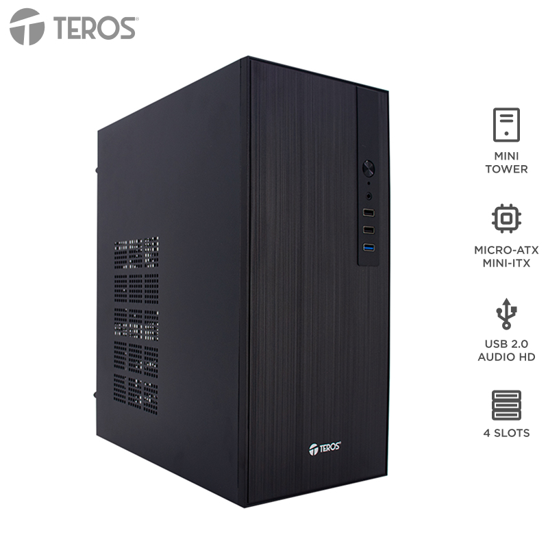 Case TEROS TE-1034S, Mini Tower, MICRO-ATX / MINI-ITX, USB, Audio, Fuente 250W